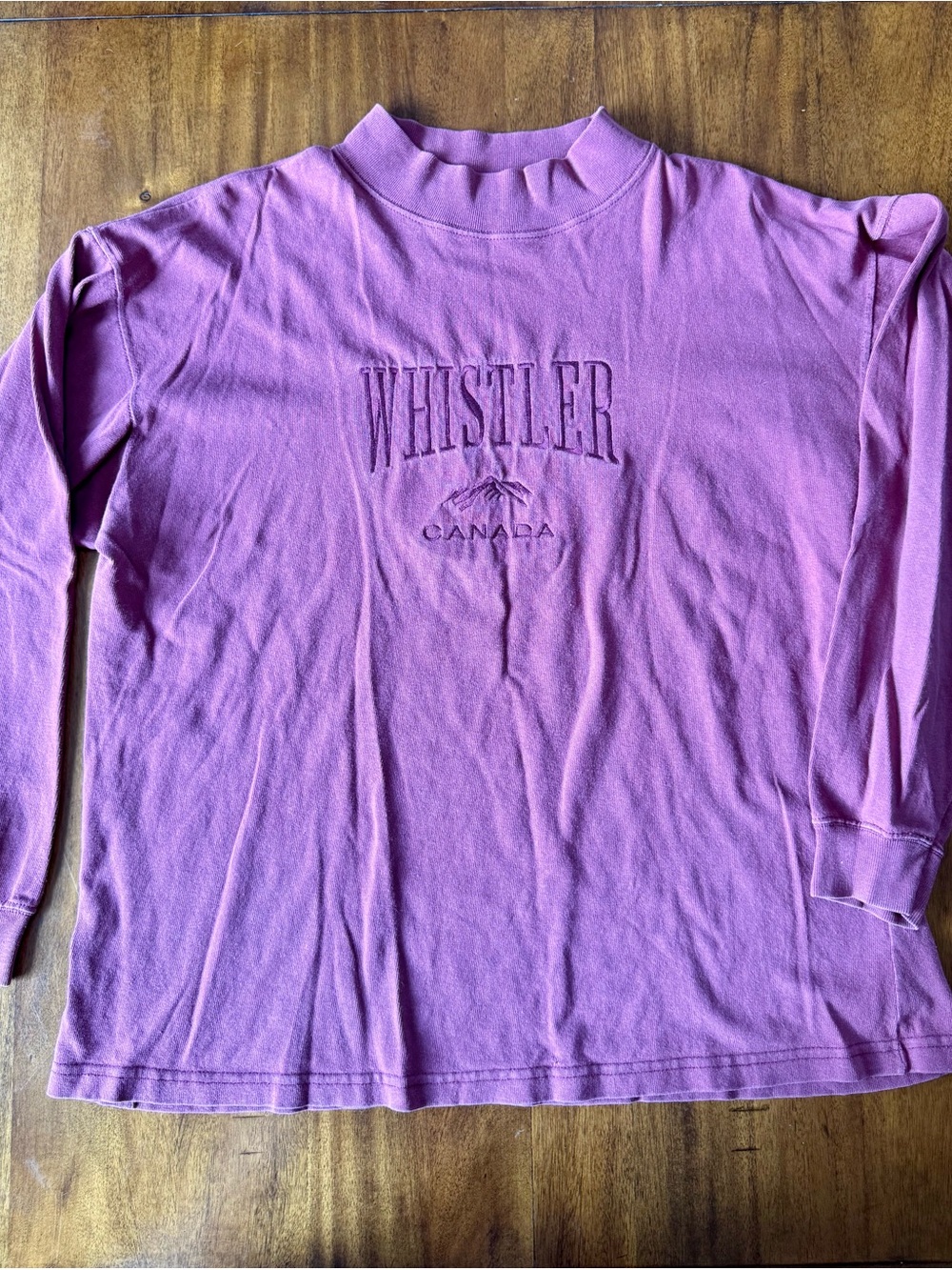 Vintage Whistler Canada Mock Neck Long Sleeve Mauve Top Size XXL